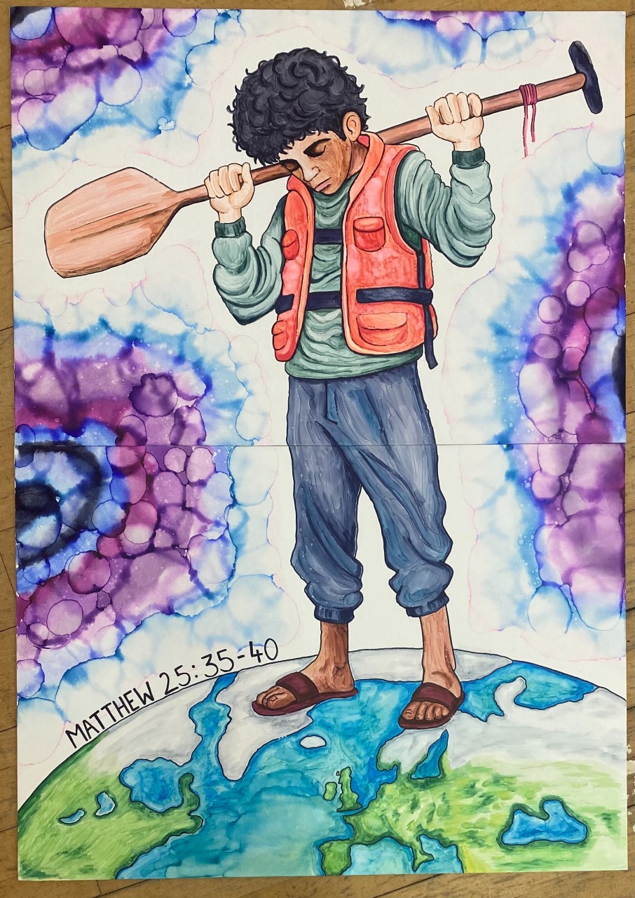 Crucified Christ as a refugee